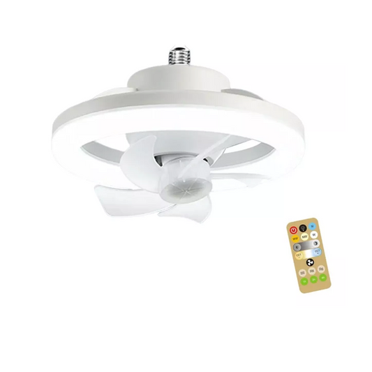Bombillo Ventilador 2 en 1 LED con Control – E27 Fácil de Instalar