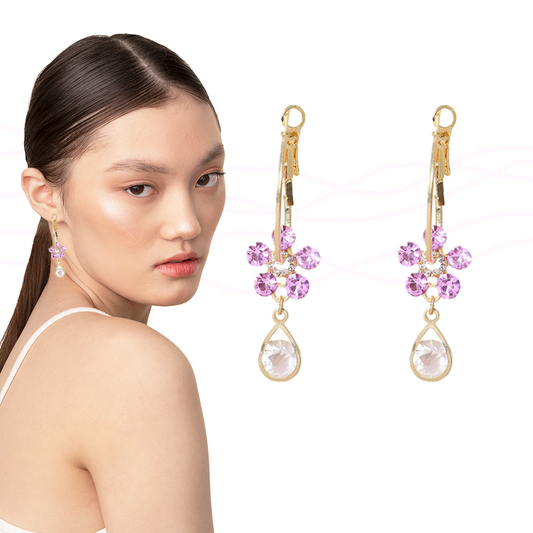 Pendientes Flor de Cristal Morado | Glamour que Florece