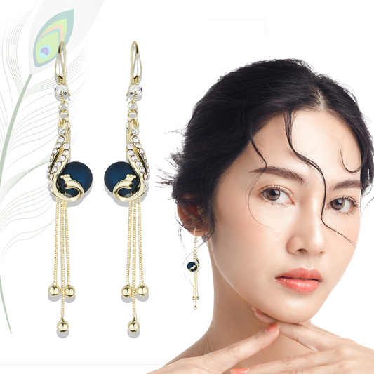 Aretes Borla Pavo Real – Elegancia Vibrante