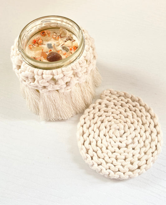 Velas Aromáticas de Soja con Macramé – Arte, Aroma y Calidez